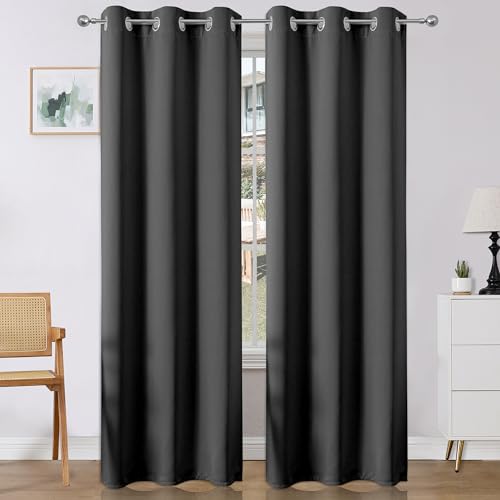 Rideaux occultants de qualité supérieure Joydeco gris long - 2
