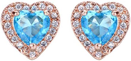 YAZILIND Women 925 Sterling Silver Heart Opal Stud Earrings Birthday Jewelry for Girls