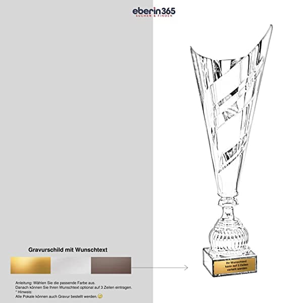 Pokal Jacob Silber-Blau - Trophäe mit Wunschtext Gravur - Einzeln, 52,5 cm | Eleganter Siegerpokal für Sport & Turnier, hochwertig verarbeitet, individuelle Beschriftung, in 3 Größen oder als Set
