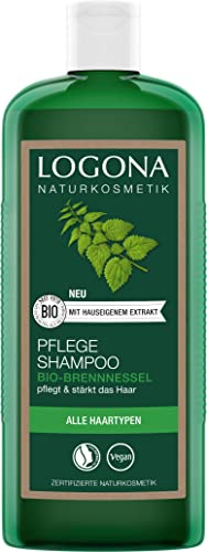 LOGONA Naturkosmetik Pflegendes Shampoo für natürlich gesundes Haar, Geeignet für alle Haartypen, Haarshampoo mit veganer Formel aus Bio Brennnessel, 1 x 500 ml