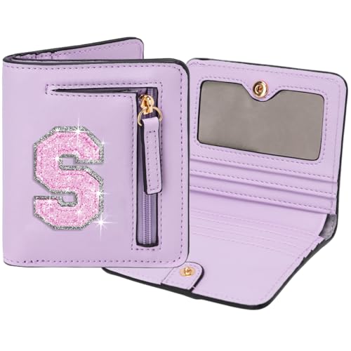 Image of Birthday Gifts for Teen Girl Kids Wallet Girl Wallets Small Initial Rfid Wallet Teen Girls Gift Preppy Stuff for Girls Purple S