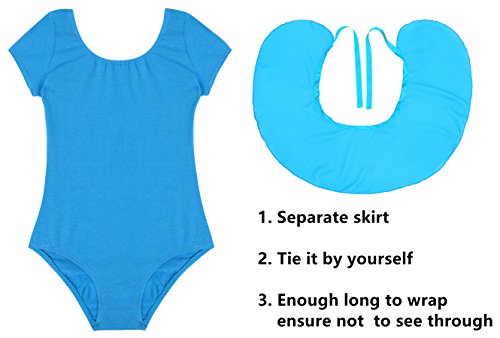 Danshow Girls Short Sleeve Leotard With Skirt Kids Dance Ballet Tutu Dresses(3027-M-01) #TOP4