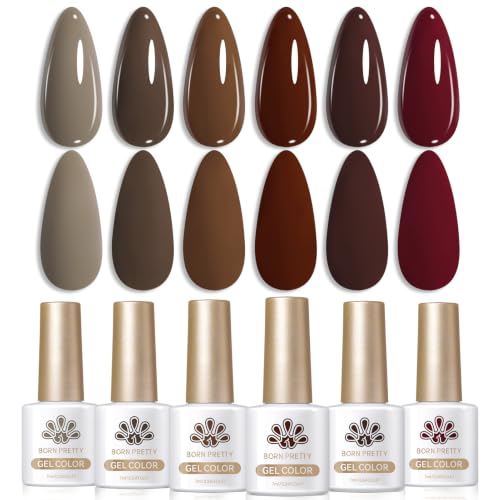 Born Pretty Fall Winter Gel Nail Polish Brown Burgundy Wine Red Caramel