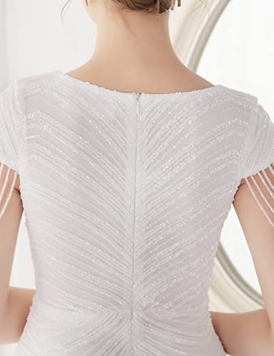 Image of Women 1920s Plus Size Formal Dress Tassels Sleeve Sequins Gatsby Maxi Evening Gown