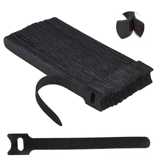 132 PCS 8 Inches Reusable Cable Ties, Adjustable Cord Straps, Cable Organizer, Cord Wrap and Hook Loop Cords Management (132, black-8inch)