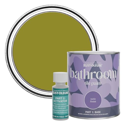 Rust-Oleum Green Water-Resistant Bathroom Tile Paint in Satin Finish - Pickled Olive 750ml