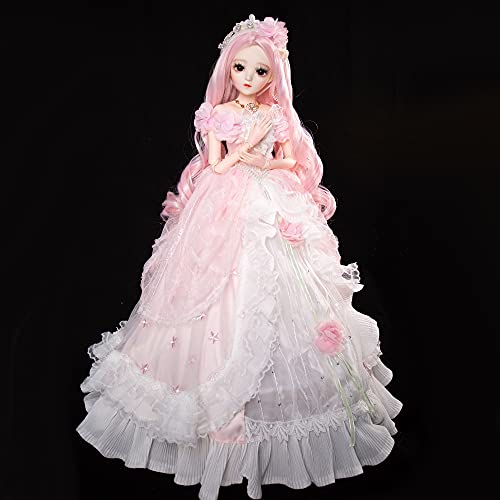 UCanaan BJD Dolls,1/3 SD Dolls 24 Inch 18 Ball Jointed Doll DIY Toys with Full Set Clothes Shoes Wig Makeup, Best Gift for Girls-Valentine