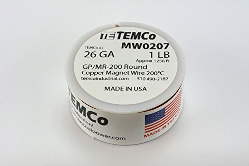 Image of TEMCo 26 AWG Copper Magnet Wire - 1 lb 1258 ft 200C Magnetic Coil Winding