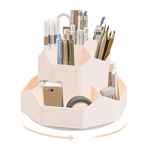 Portalápices Giratorio,Portalápices De Escritorio Con 9 Compartimentos Para Bolígrafos,Lápices Y Artículos De Papelería,Organizador Giratorio 360° Para Escritorios Infantiles,Mesas De Trabajo(rosa)