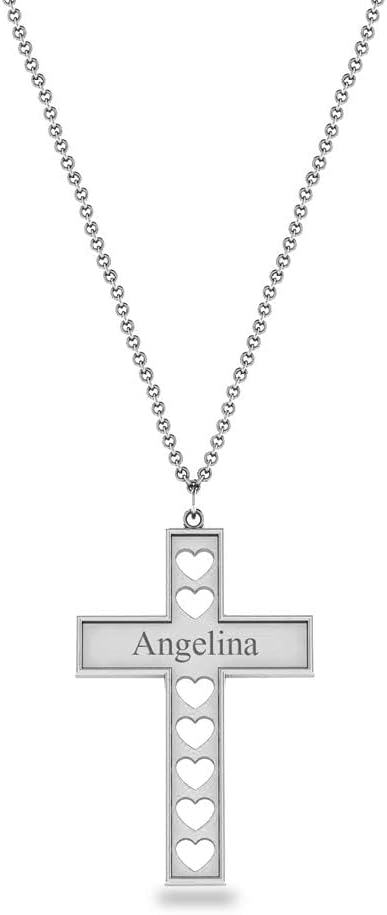 LeCalla Personalized Name Pendant Necklace for Women | Customized Engraved Name Cross Pendant Necklace | Custom Jewelry Gift for Women