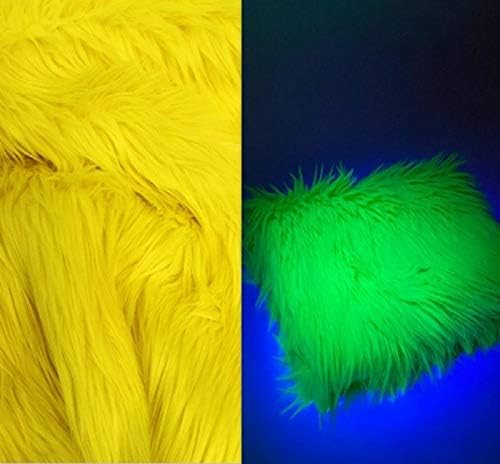 UV Reactive Solid Shaggy Faux Fur Fabric Sold by The Yard DIY Coats Costumes Scarfs Accessories Fashion (Neon Green)