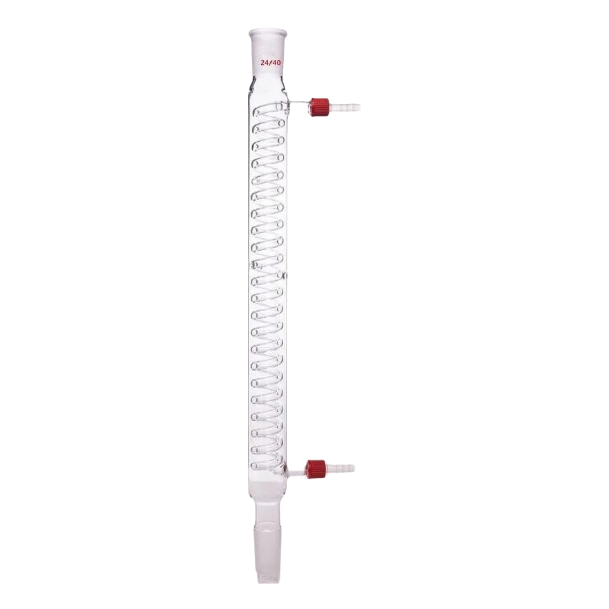 Glass Graham Condenser with 24/40 Joint 400mm Jacket Length Borosilicate Glass Lab Condenser with 10mm Removable Hose Connections