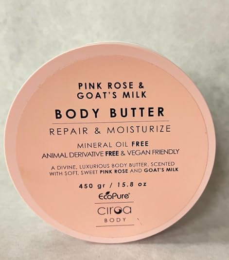 Ciroa, Pink Rose & Oat Milk Body Butter, Repair & Hydrate, Dermatologically Tested & Vegan Friendly, 15.8 oz / 450gr