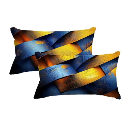 Housse coussin exterieur bleu 50x80 imperméable taie jardin - 2