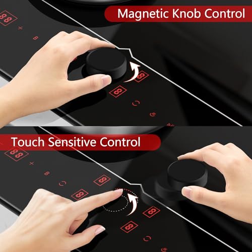 Image of Karinear 24 Inch Induction Cooktop 4 Burners with Magnetic Knob Control