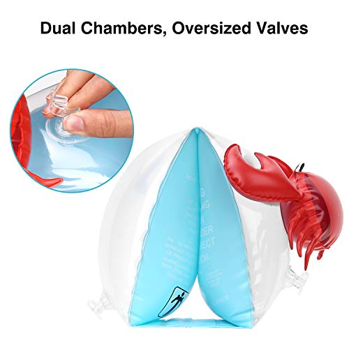 MoKo Swim Arm Bands for Kids, Toddlers Begin to Swim Inflatable Pool Floats Sleeves, Cute Cartoon Swimming Wings Armlets Rings Floaties Tubes, Water Sports Learning Swim Training Aids, Crabby by MoKo - Image 4