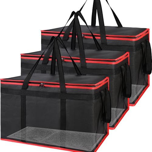 Bodaon 3 Pack Insulated Food Delivery Bags, XXXL Catering Cooler Bag B-R