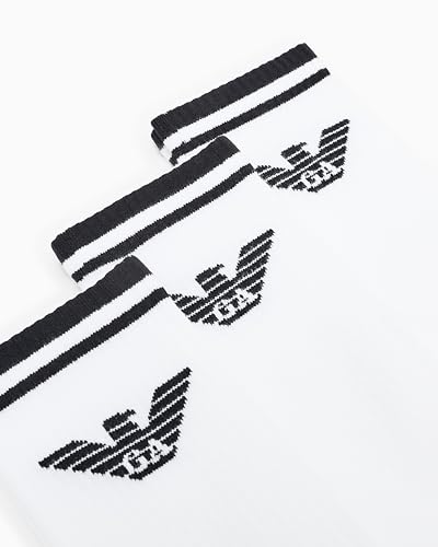 Emporio Armani Intimates Men's 3 Pack Eagle Crew Socks, White/White/White, One Size2