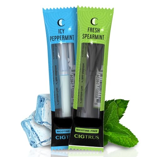 Cigtrus Inalatore d'aria senza fumo, senza tabacco, senza nicotina e non elettrico, aiuto per la fissazione orale, per sostituire le abitudini, confezione da 2 (menta piperita ICY e menta fresca