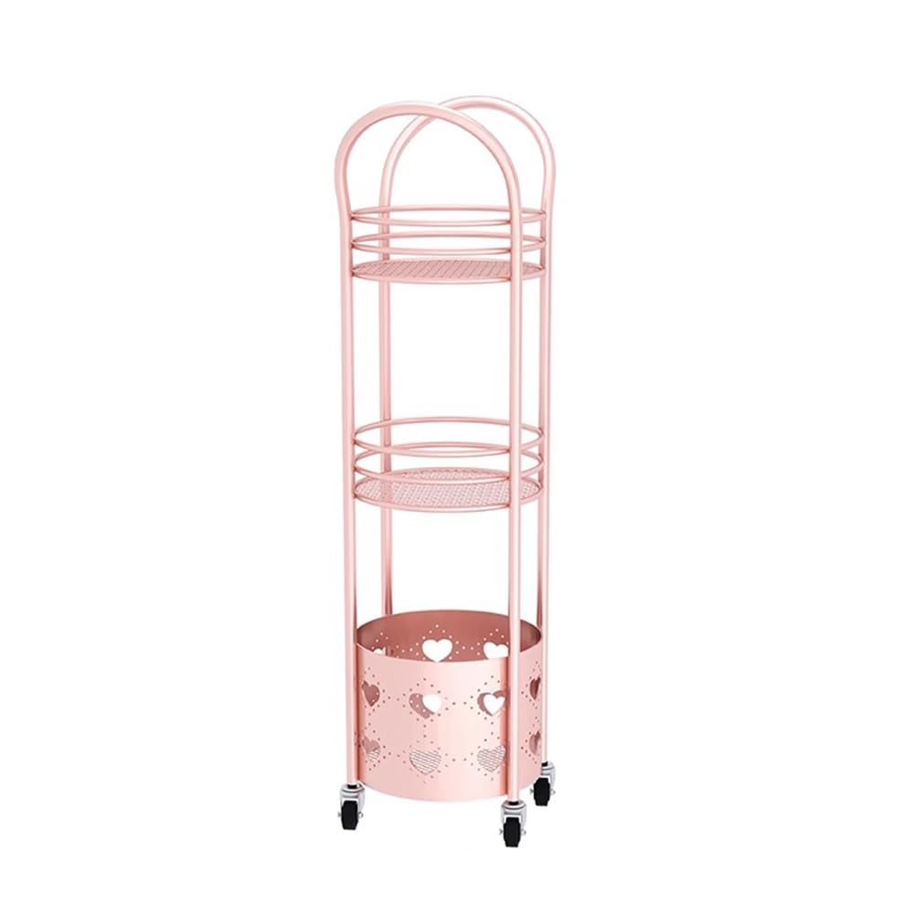 Toallero de suelo en hierro oro rosa con cesta multicapa