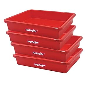 Wonder Prime Plastic Exel Medium Rectangular Multipurpose Organising & Storage Tray Set, 4 pc Set, Red Color, Made in India, KBS02272