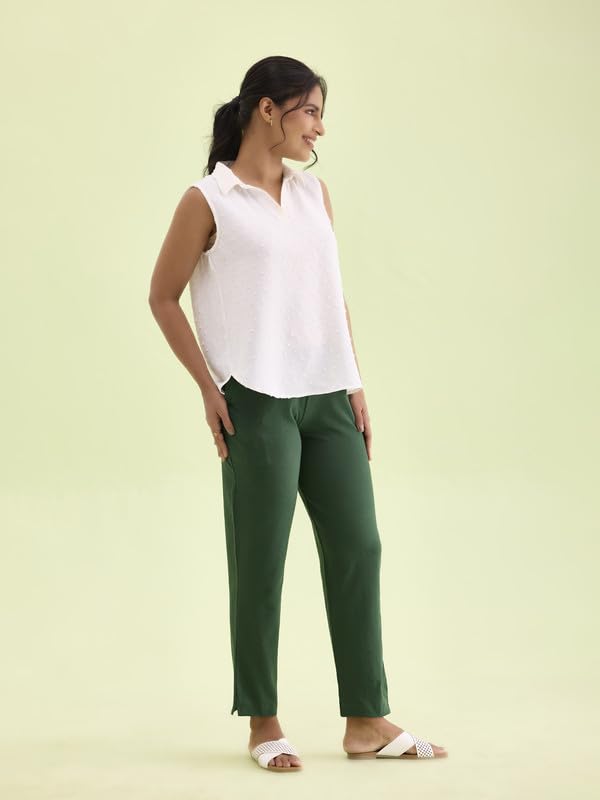Image of GO COLORS Soft Cotton Stretch Kurti Pants Full Length for Women| Breathable, Mid Rise
