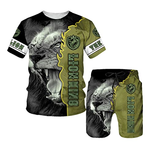 Ensemble de sport 2 pièces homme keusyoi t-shirt manche courte short running été gris S