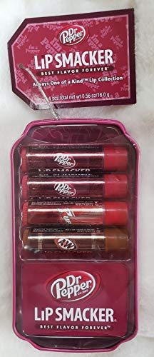 Lip Smacker Dr Pepper 4 Piece Lip Balm Collectors Tin - Dr. Pepper Lip Balm, 7UP Cherry Lip Balm, A&W Root Beer Lip Balm