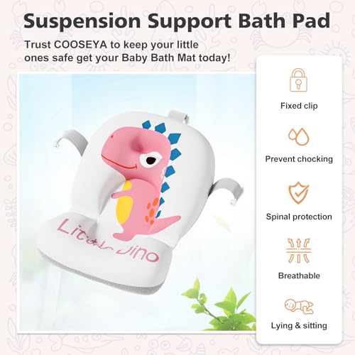Image of Collapsible Baby Bathtub for Newborns with Thermometer and Soft Floating Cushion Portable and Foldable Travel Baby Girl Bath Tub for Infants to Toddler 0-36 Month (Pink)
