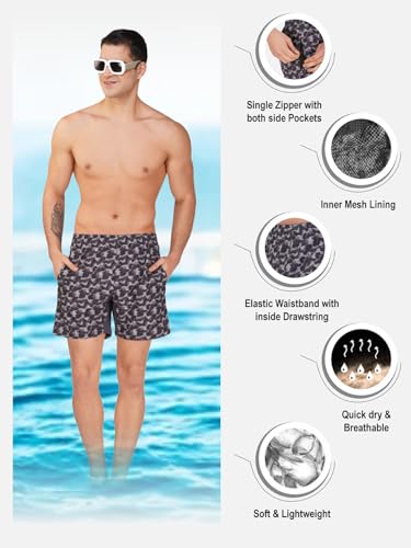 Image of NEVER LOSE Mens 5 inch Swim Trunks with Zipper Pockets Quick Dry Beach Board Shorts for Men Swimsuit Swimwear with Mesh Lining