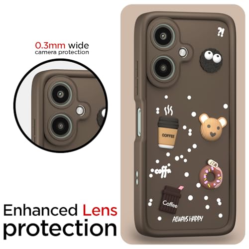 Image of Pikkme Bumper Case for Redmi 13C 5G / Poco M6 5G | Cute Fun Cartoon 3D Bear Silicone Full Body Protection Back Cover (Brown) | Cute