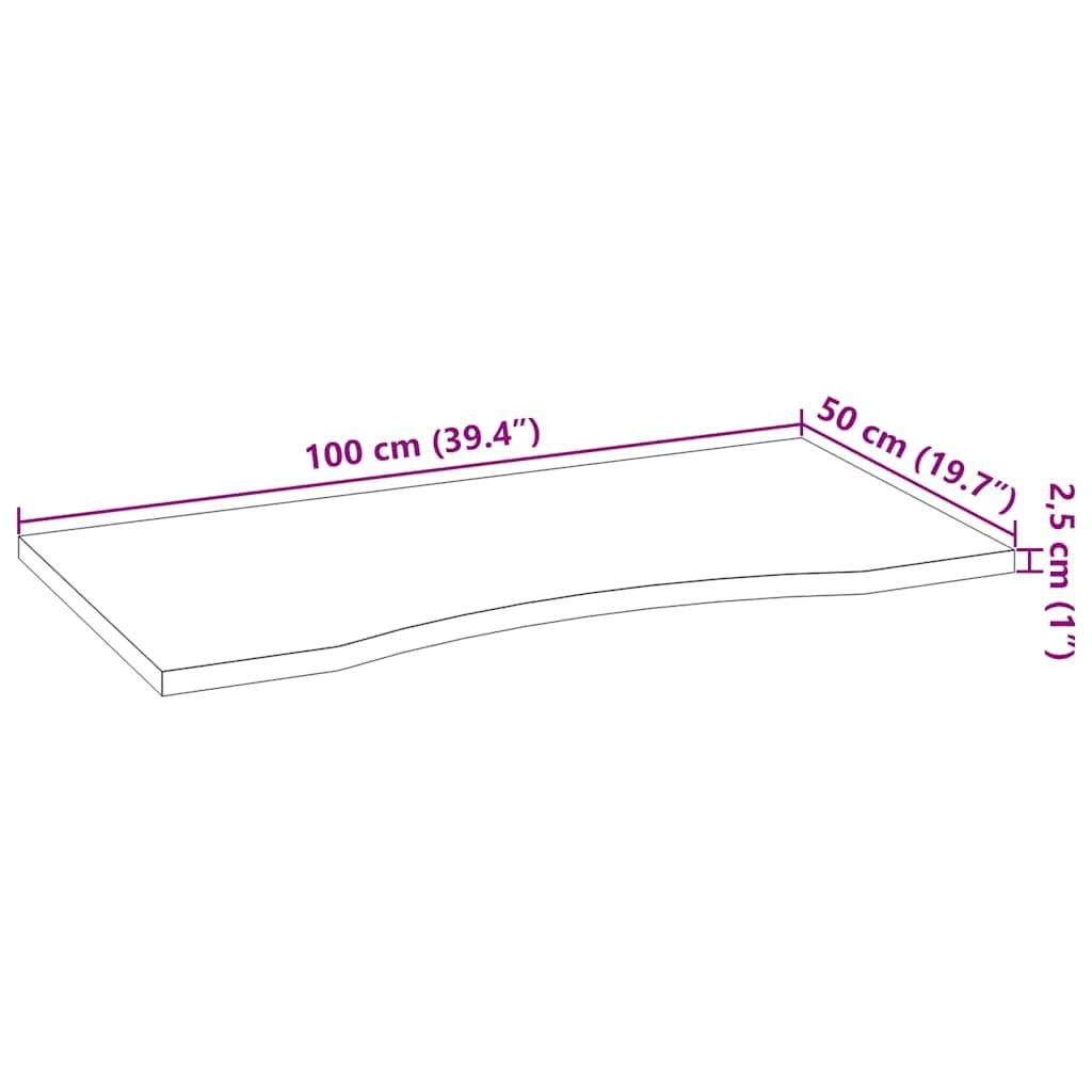 vidaXL Tablero Escritorio 100x50x2,5cm Rectangular Madera Maciza Roble, encimera, encimera de baño, encimera de Garaje, encimera de Cocina
