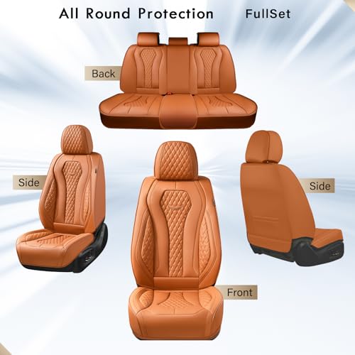 Image of Coverado Car Seat Covers Full Set, Brown Seat Covers, Automotive Car Seat Cover, Car Seat Covers Front Seats Back Seat Covers, Car Seat Protector Universal Fit Most Cars