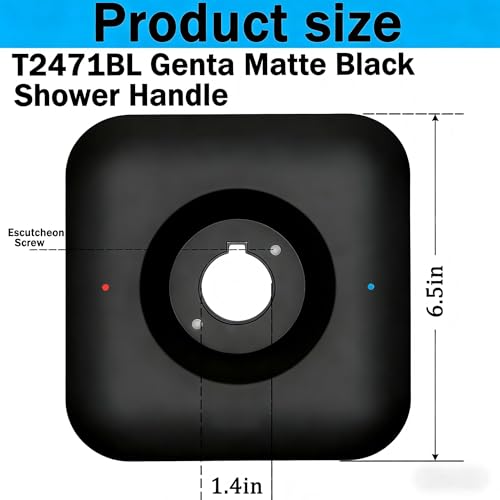 Manija de ducha negra mate T2471BL compatible con Moen Genta LX Posi-Temp Valve Trim Kit, para válvulas balanceadoras de presión Moen 2510/2520/2570/2580/2590, no corrosiva miniatura 2
