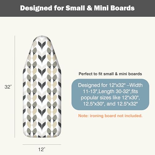 Image of Small Ironing Board Cover and Pad 12 inchx32 inch Small Iron Board Cover with Padding,Tabletop Mini Ironing Board Cover and Pad Small Size, Cotton Canvas, Heat Resistant, Drawstring Closure Foliage