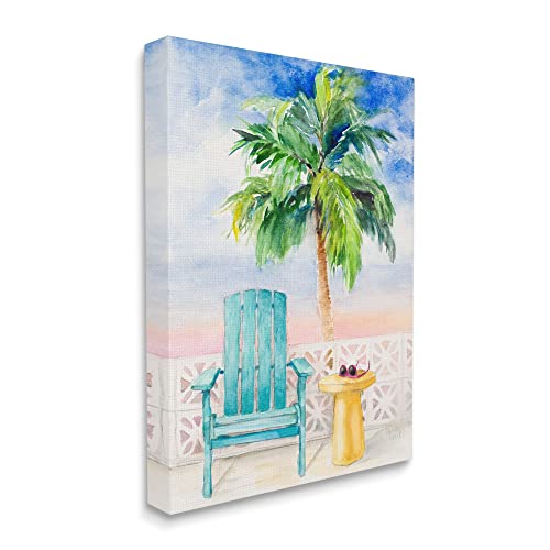 Image of Tropical Beach Chair Palm Tree, 30 x 40 Inch Canvas Wall Art