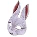 Alodidae Bunny Mask Animal Half Face Rabbit Ear Mask for Easter Halloween Party Mardi Gras Costume Accessory (Grey)