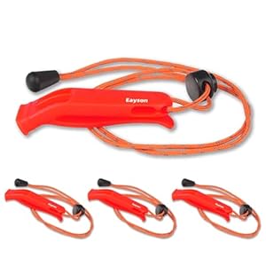 4PCS Emergency Whistle with Adjustable Lanyard for Boat Fishing Hiking Kayaking Camping Safety Survival Signal (Red)
