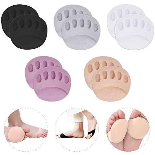 Image of Ball of Foot Cushions Honeycomb Fabric Metatarsal Pads Invisible Socks Pads for Women and Men Reusable Forefoot Pads, 5 Colors (5 Pairs-(Black-Beige-White-Purple-Gray))