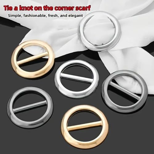 Scarf Ring Clip Set – Fashionable T-Shirt Ties Clips for Women – Metal Round Circle Shirt Buckle for Versatile Styling – Gold