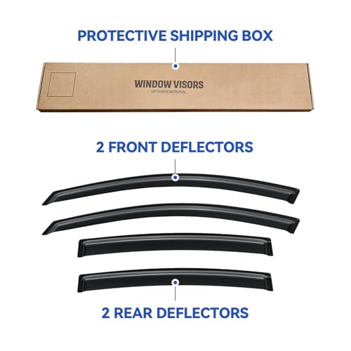 Image of Window Visors Rain Guards Shield for 2007-2012 Nissan Altima, Out-Channel Window Vent Wind Deflectors Visors Shades for 07-12 Altima