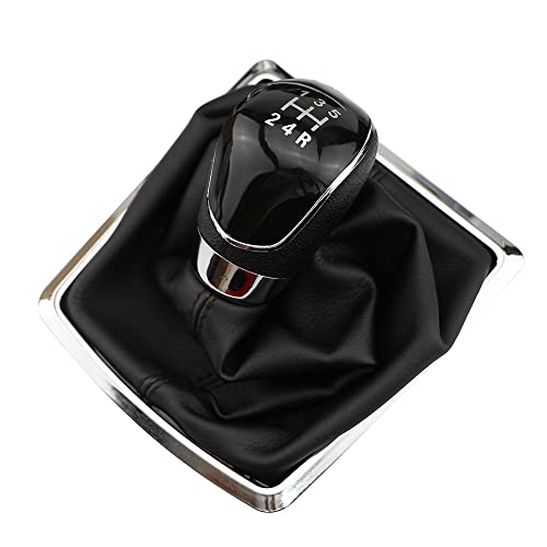 dla Ford dla Focus 2 MK2 2005-2011 dla Fiesta dla Kuga 2008-2012 Stylizacja samochodu 5 6-biegowa gałka zmiany biegów skórzana osłona osłona (kolor: 5 czarny z pyłem) (6 czarny z pyłem)