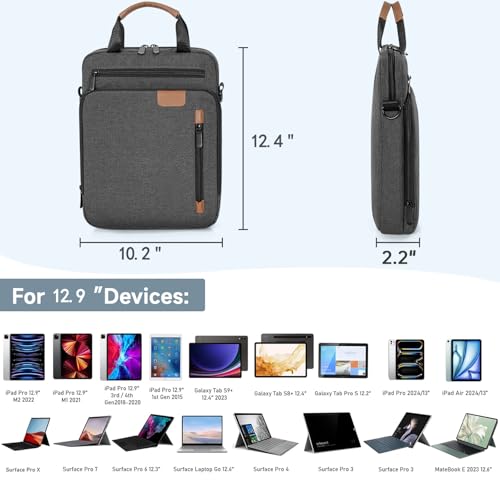 Image of 12.9 Inch Tablet Sleeve Bag, Padded Carrying Case for 13 Inch New iPad Pro M5 /Air M3 2025,Pad Pro M4 M2 M1 /Air M2, Samsung Galaxy Tab S9 FE+ /S9+ /S8+ /S7 FE /S7+ 12.4 inch 2022 /2023, Surface Laptop Go 12.4 inch