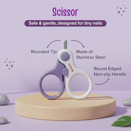 Image of LuvLap 4 in 1 Baby Grooming Set with Cute Case, Baby Manicure Set with Nail Scissors, Nail Clipper, Nail File & Tweezers, Grooming Kit for New Born & Toddler, BPA Free, Compact & Easy to Carry, 0m+