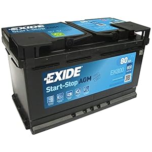 Exide EK800 Stop Start 12V 80Ah 800A TYPE 115 AGM VRLA Car Battery – No Spill – 3 Years Warranty (Please check size before buying)