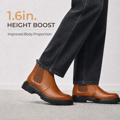Image of Holy dove Men's Wide Toe Box Platform Chelsea Boots Slip-On Casual Ankle Dress Boot