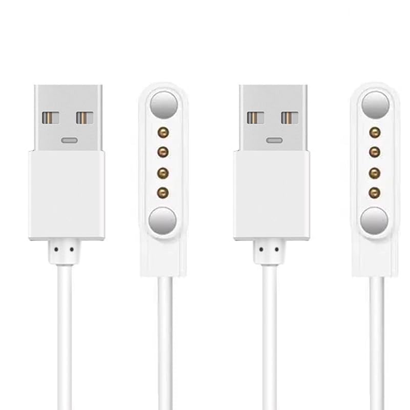 2 Piezas Cargador Reloj Inteligente, Cable de Carga Magnético USB para Reloj Inteligente, Cargador Smartwatch 4 Pines, Pin Espaciado 7,62mm, Cargador Reloj Compatible con Save Family, Carga Rápida