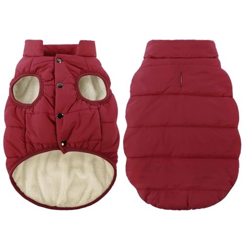ASENKU Dog Winter Coat - Waterproof Windproof Dog Jacket, Warm Snowproof Doggie Puffer Vest for Cold Weather, Lightweight Snow Coats for Small Medium Large Dogs（XS, Red
