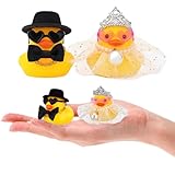Taiyyi 2 Stück badeenten brautpaar,Quietscheente für Hochzeiten, Quietscheenten Braut und Bräutigam,Auto Dekoration Hochzeit, Brautpaar Figur, Souvenir, Hochzeitswünsche