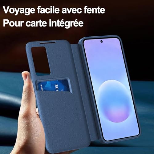 Coque Samsung A57 Clear View - Étui à rabat bleu avec protection 360 - 7